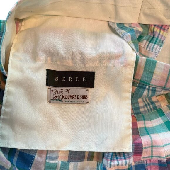 Mens Berle Madras Patchwork Shorts 30R Multicolor Cotton Lightweight Summer Wear - Picture 4 of 5